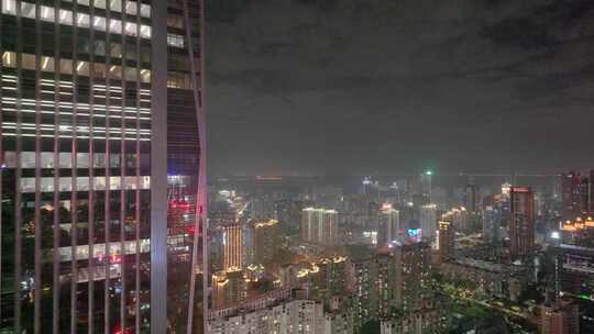 平安金融中心夜晚夜景深圳航拍城市地标高楼视频素材模板下载
