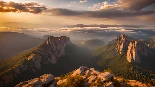 壮丽山峦日出全景