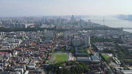 航拍武汉城市建设高楼大厦