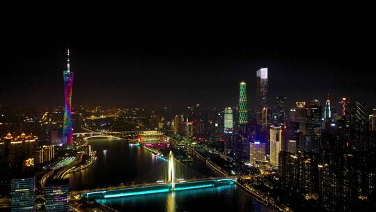 4K航拍广州地标城市群夜景2