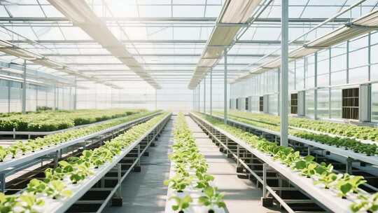 温室大棚内蔬菜种植场景