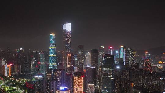 广州地标建筑夜景航拍