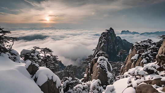 冬天黄山云海风景