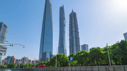 上海浦东三件套_东方明珠塔_上海中心大厦4K视频素材模板下载