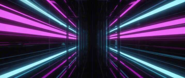 科幻通道循环背景 霓虹灯光隧道穿梭