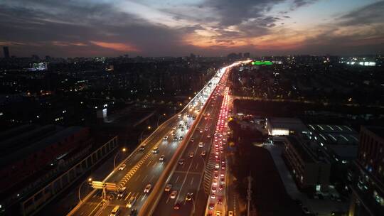 上海航拍大气高架夜景/高架车流视频素材模板下载