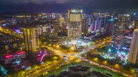 海南三亚CBD中央商务区城市夜景交通延时视频素材模板下载