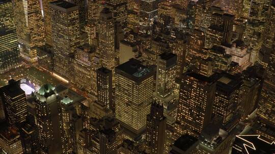航拍密集城市高楼大厦夜景