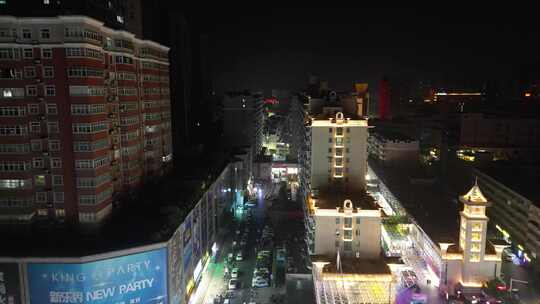 河南新乡城市夜景交通航拍