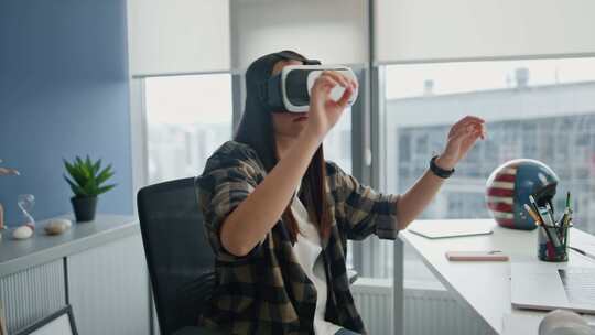 VR，耳机，办公室，女人