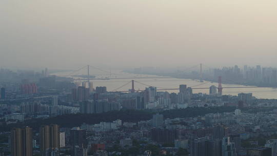 武汉市汉街航拍长江二桥鹦鹉洲大桥长江