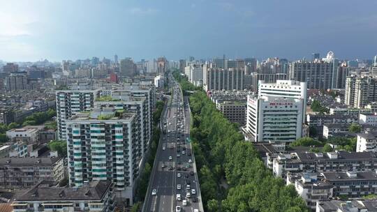 航拍杭州城市主城区视频素材模板下载