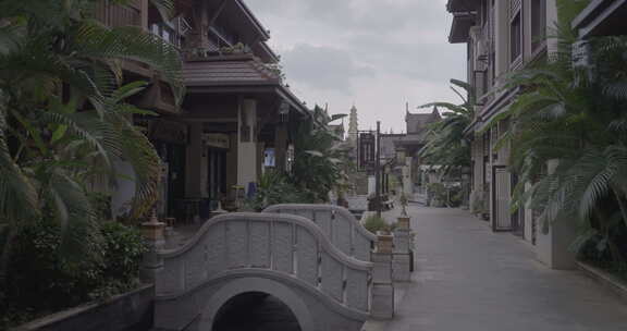 傣族古镇街景建筑