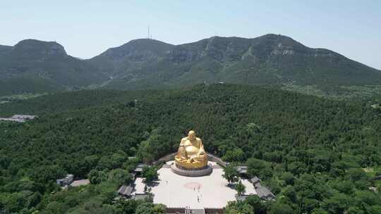 山东济南千佛山风景区航拍