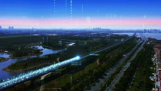 智慧城市科技未来光线穿梭