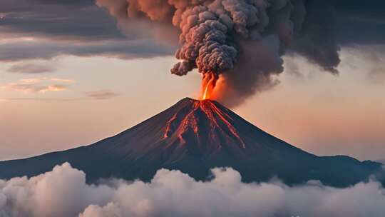 火山喷发壮丽自然景观