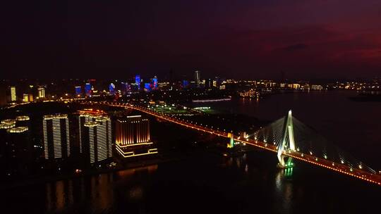 夜幕下的海口世纪大桥跨海大桥2视频素材模板下载