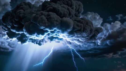 雷电交加的乌云天空
