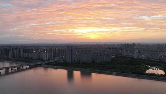 眉山城市航拍高速路夜景延时