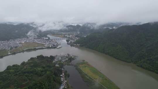 春日新安江山水画廊风光航拍素材