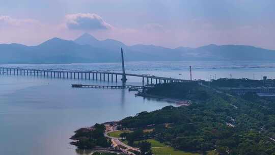 深圳湾大桥南山区航拍公路风景风光