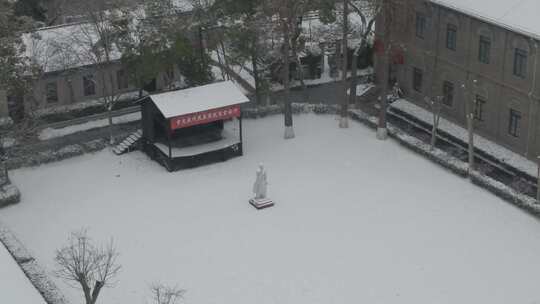 武汉武昌农民运动讲习所雪景航拍