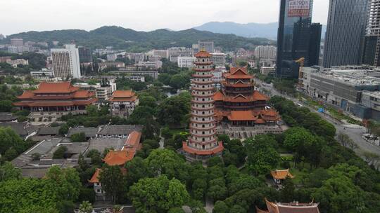 福州西禅古寺古建筑航拍