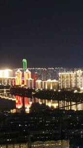 江西九江城市夜景移动延时航拍竖屏