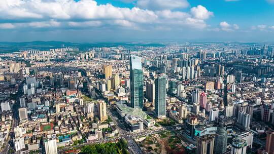 云南昆明东风广场恒隆广场航拍城市风景地标