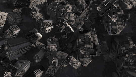 地震后被摧毁的城市，俯瞰。视频素材模板下载