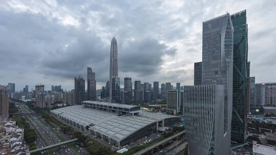 深圳国皇大厦看向平安金融中心延时摄影