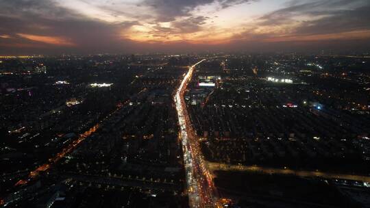 上海航拍大气高架夜景/高架车流视频素材模板下载