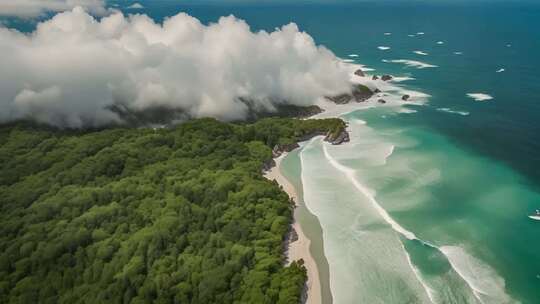 海岸森林空中俯瞰美景