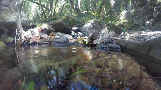 一条流经岩石地层的河流