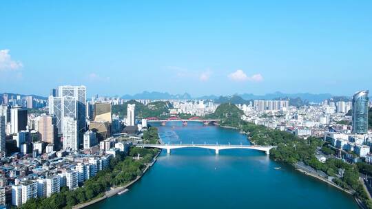 柳州市区市容市貌城市风景柳江风光航拍视频素材模板下载