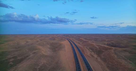 中国基建新疆沙漠公路HDR航拍