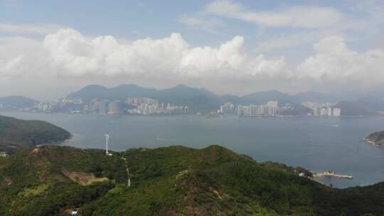 香港海边城市 度假村航拍 灯塔