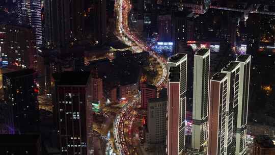 航拍中国辽宁沈阳夜晚夜景