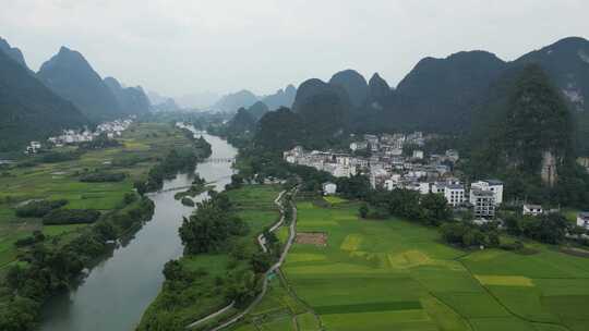 广西桂林遇龙河风景区航拍