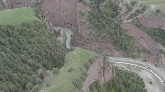 青海海南同德石藏丹霞峡谷公路航拍视频