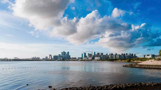 天空建筑海边延时视频