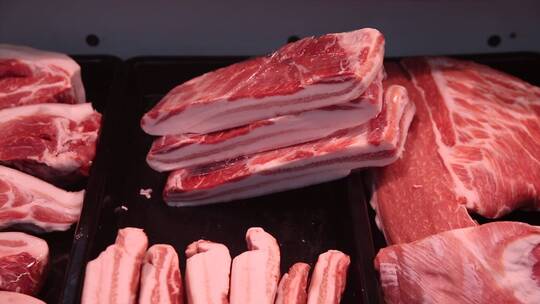 超市买猪肉视频素材模板下载