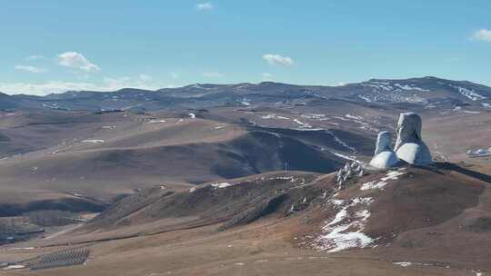 霍林郭勒可汗山雕塑航拍