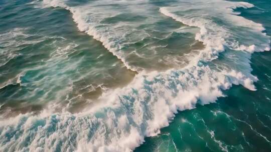 高空俯瞰大海翻涌波浪