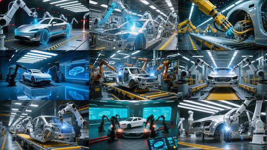 新能源汽车智能生产线工厂车间高清在线视频素材下载