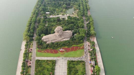 航拍长沙橘子洲5A景区