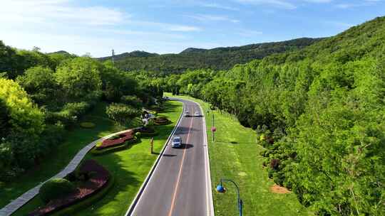 沿山公路 山路跟车航拍 景观道路