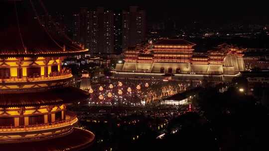 航拍洛阳隋唐洛阳城夜景