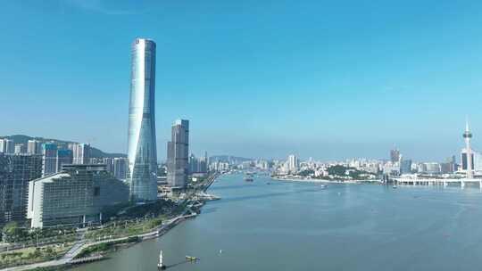 珠海中心大厦航拍城市摩天大楼珠海建筑风光