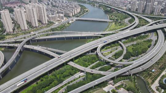 4K航拍福建福州国货互通城市高架立交桥